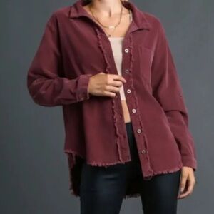 Umgee 1XL Corduroy Wine Top with Frayed Edge